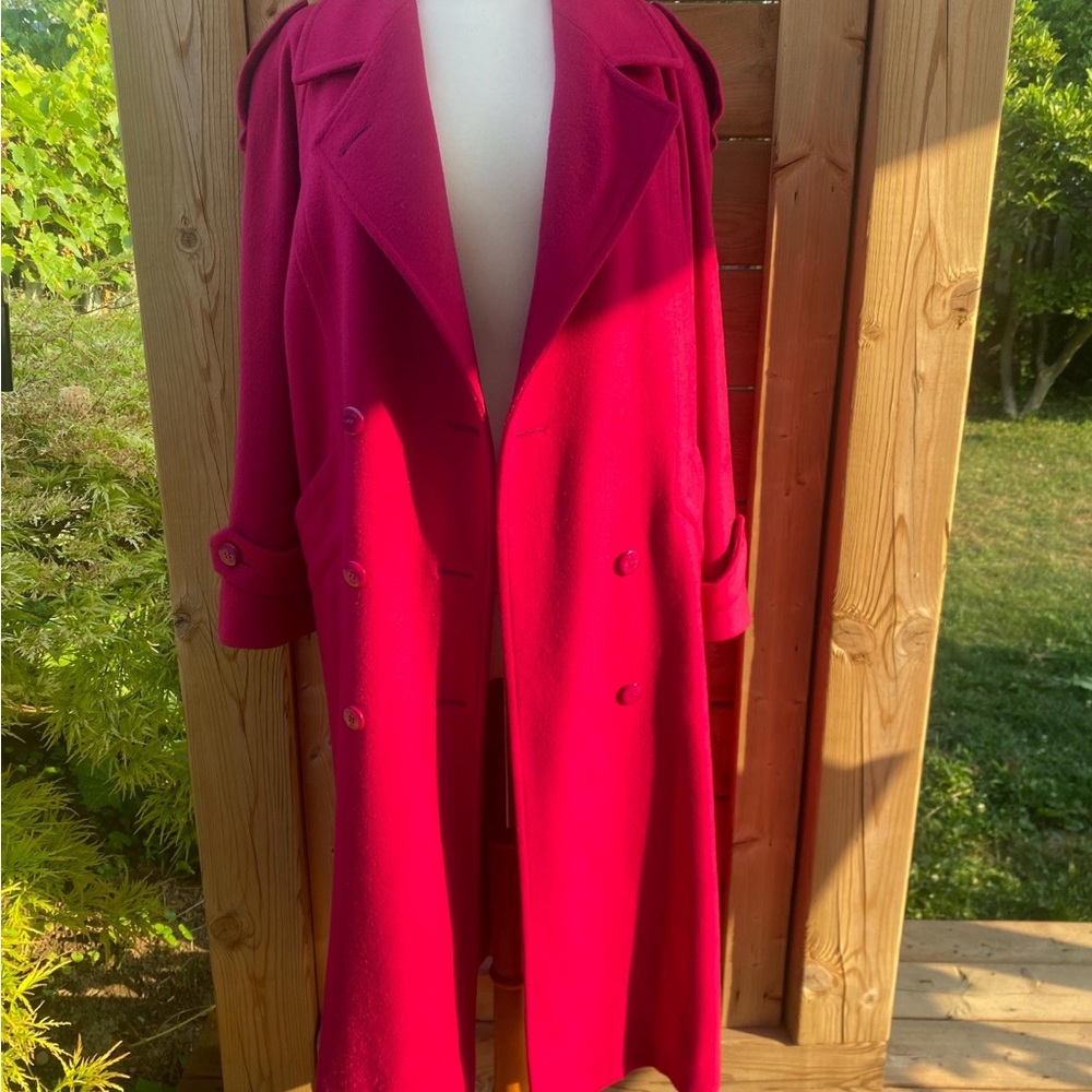 London Fog Rich Pink Wool Coat Long